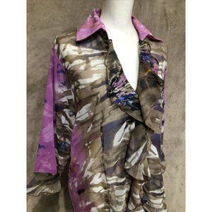 3X Plus Top Blouse Floral Multicolor Long Sleeve Sassy Doll #396